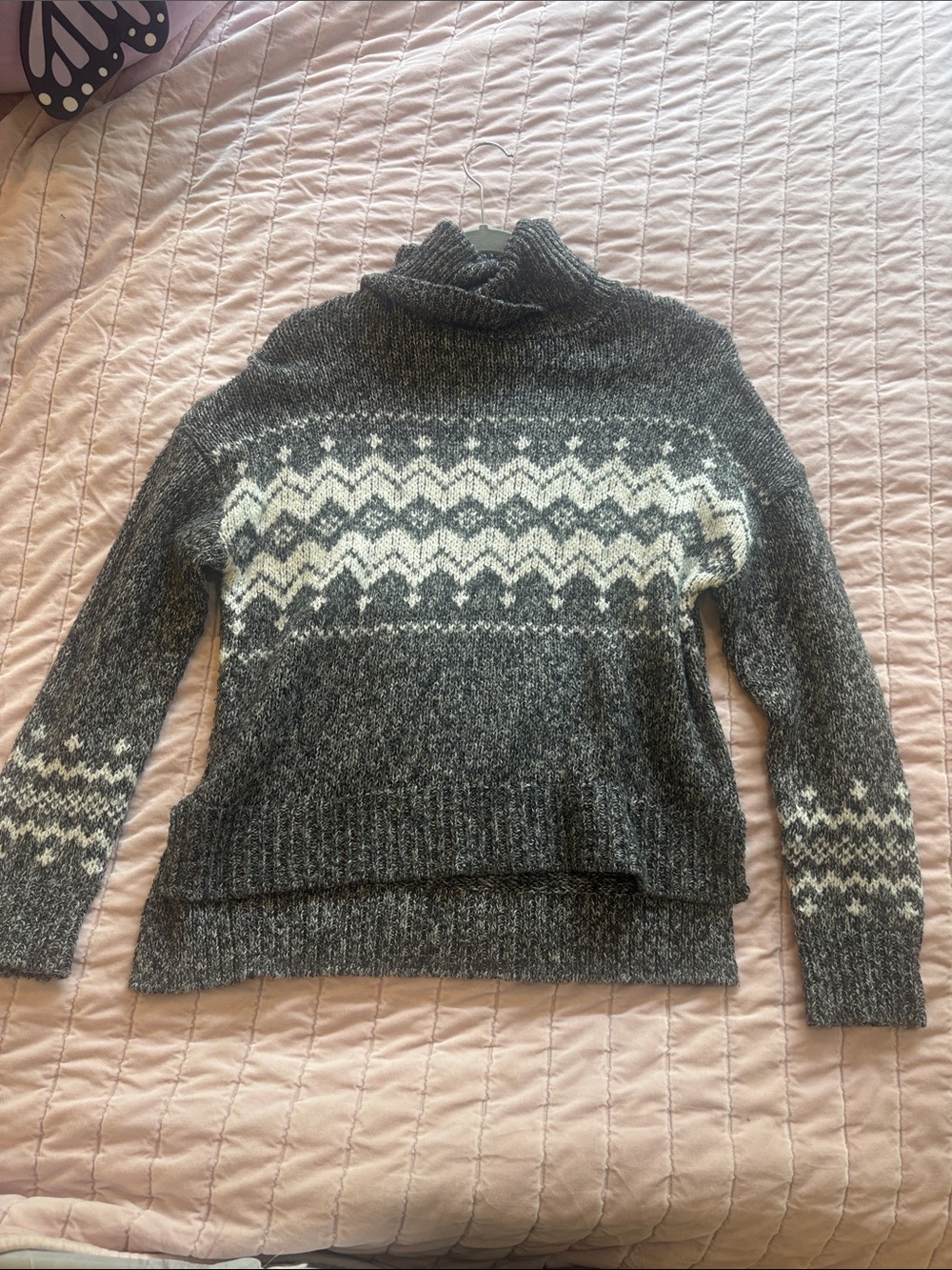 Garage Grey and White Fair Isle Turtleneck Sweater
